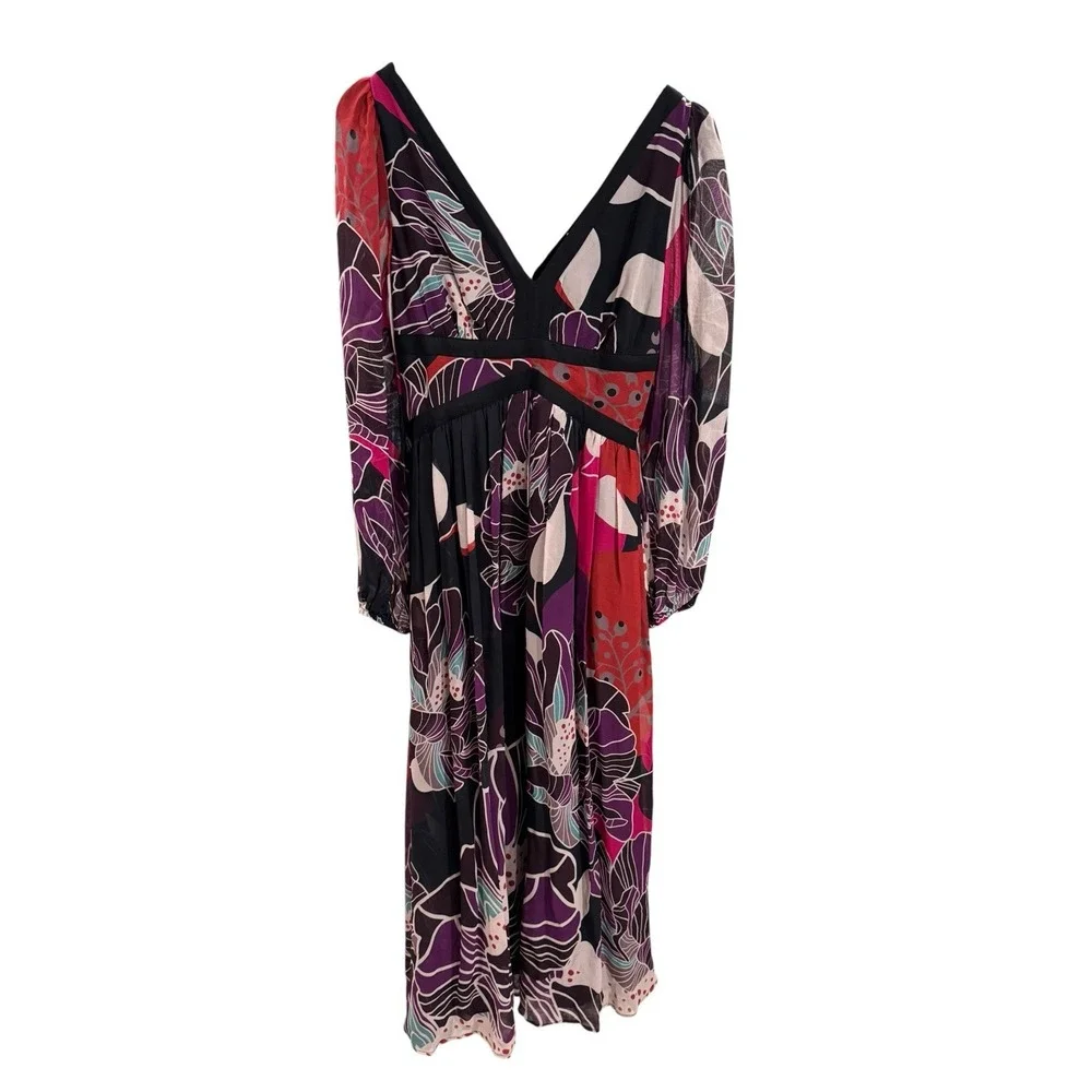 Anthropologie Let Me Be Floral Modi Black Motif Dress Size XSmall - Picture 2 of 4